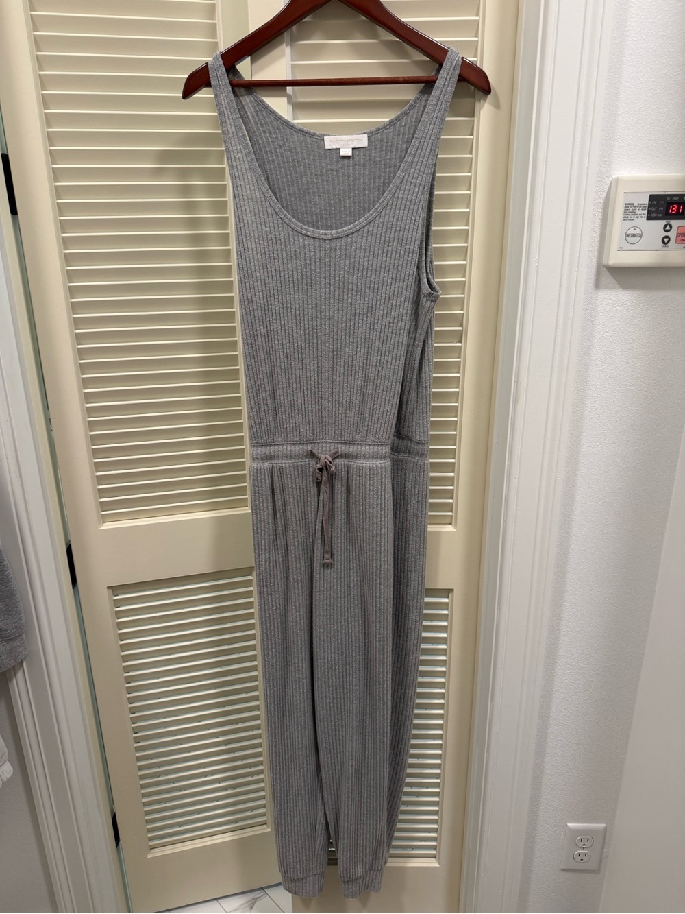 Spiritual Gangster Ribbed Tank Jumpsuit in Heather Gray